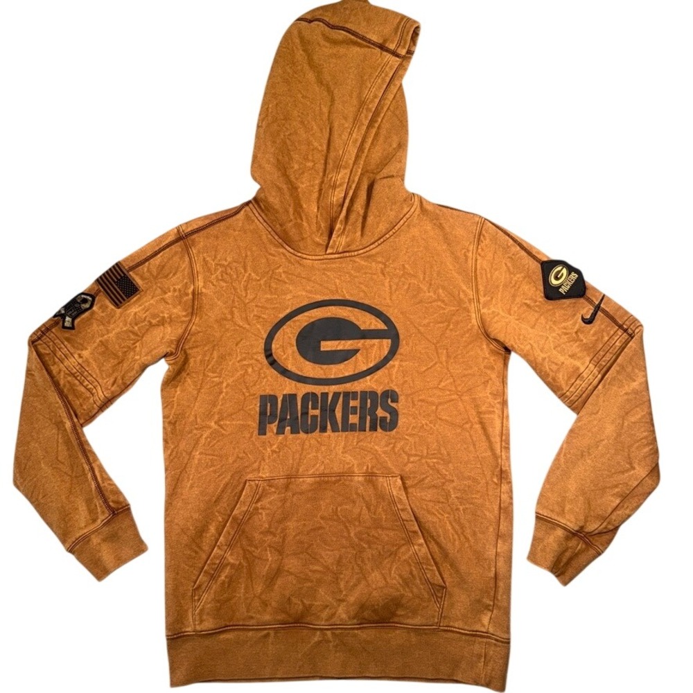 Nike Green Bay Packers Salute To Service Hoodie Small Mens Tan Distressed